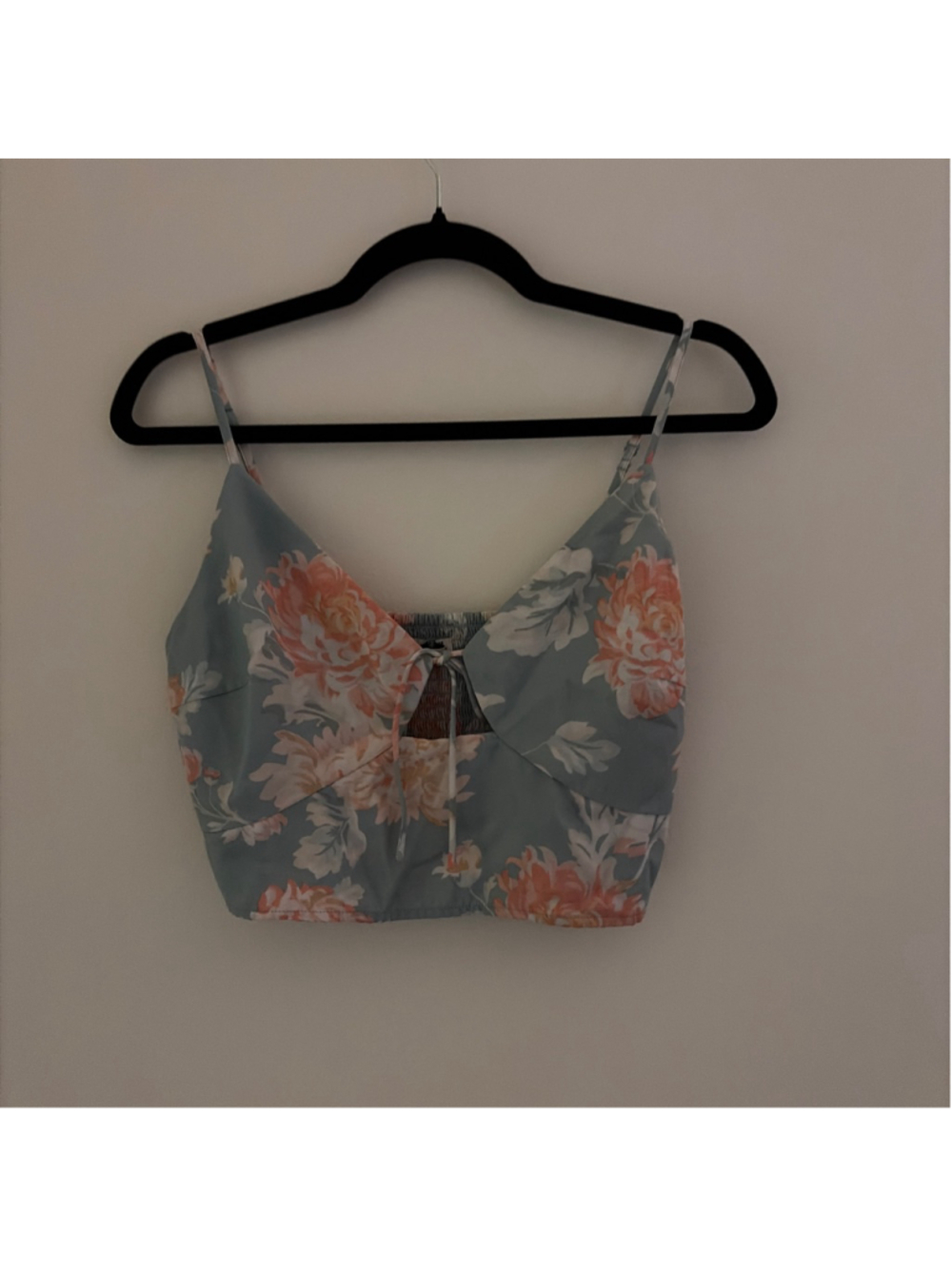 Women's Abercrombie & Fitch Floral Crop Top M Light Blue Peach